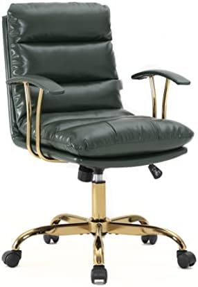 LeisureMod Regina Modern căptușit din piele reglabil executiv scaun de birou cu înclinare & amp; 360 grade pivotant, pin verde
