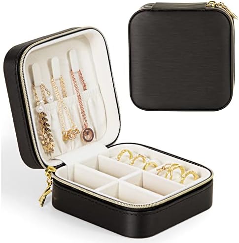 Kamier cutii de bijuterii mici pentru femei | Carcasă de bijuterii portabile pentru călătorii | Desen de sârmă din piele de