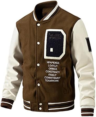 Jachete sport Luvlc pentru bărbați, scrisoare grafică de baseball sportiv Bomber varsity College Wankeshirt uniformă, buton