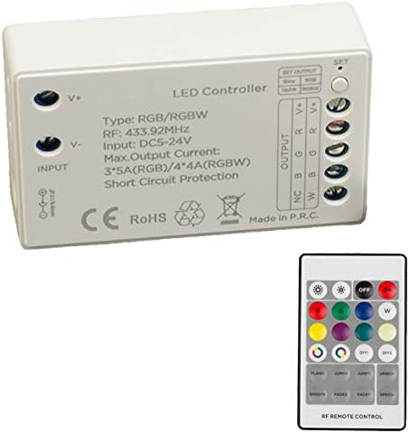 Controler de lumină LED RGB, RGBW cu telecomandă 4 canale x 4A Total 16 amperi pentru benzi de lumină LED RGB și RGBW și module