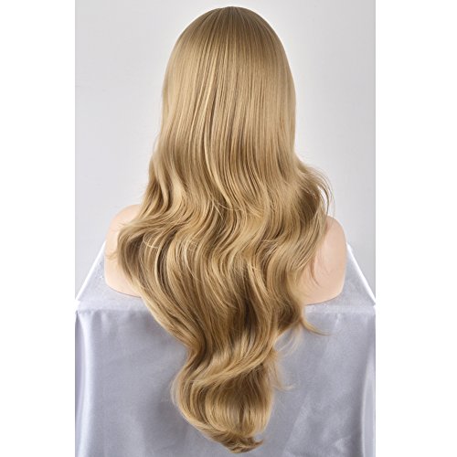 BERON 27 inch Blonda Peruca Lung Ondulat peruca Ash Blonde peruci cu breton pentru femei aur Blonda peruca sintetice peruca cu capac peruca