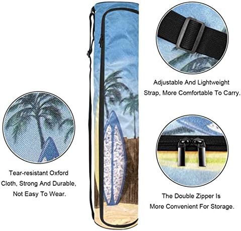 RATGDN Yoga Mat Bag, plajă placă de surf cu palmieri exercițiu Yoga mat Carrier Full-Zip Yoga Mat Carry Bag cu curea reglabilă