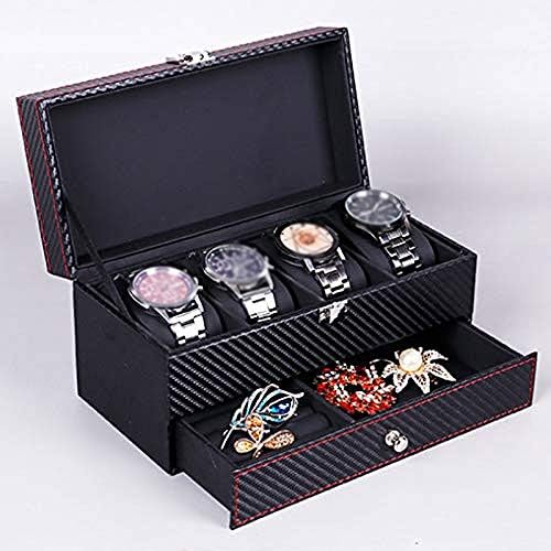 Bijuterii XJJZS Cutie de bijuterii- Cutie de depozitare a ceasului de ceasuri de depozitare și afișare cutia de bijuterii Cutie de depozitare Negru