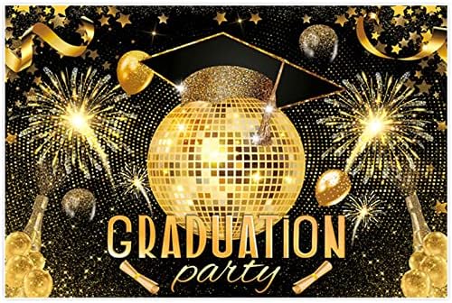 Allenjoy 68 x 45 fundal de absolvire negru și auriu Felicitări grad Disco prom Party Banner clasa 2023 Felicitări absolvent