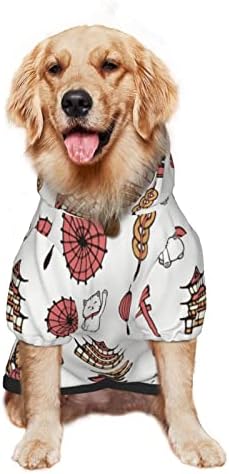 Hoodie mare pentru câini Japoneză-pisică-templu-Bonsai haine pentru animale de companie pulover cu pălărie Soft Cat Outfit
