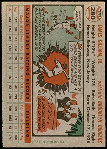 1956 Topps 280 Jim Gilliam Brooklyn Dodgers EX/MT Dodgers