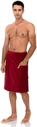 TowelSelections bărbați Wrap reglabil bumbac velur duș halat de baie Wrap Gym Body Cover up halat