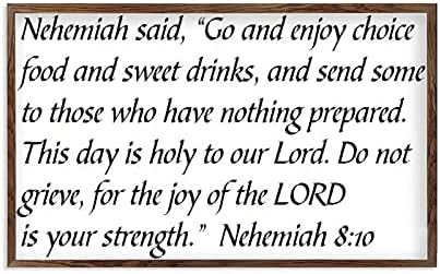 Promini din lemn încadrat Art de perete Nehemiah 8time10 - PL12975 - Nehemia a spus: „Du -te și bucură -te de mâncare de alegere