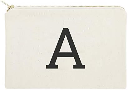 Cotton & Canvas Co. Monogram modern personalizat Inițial m Bag și Punga pentru machiaj