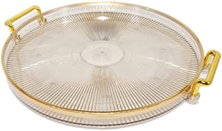 Tavă rotundă modernă, tavă decorativă din plastic cu mânere de aur, tavă de servire de 11,61 , tavă de machiaj cosmetic pentru