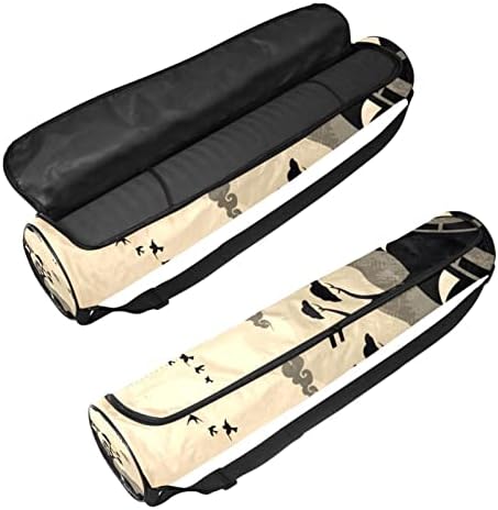 Yoga Mat Carrier Bag cu curea de umăr Vintage Chineză nori peisaj, 6.7x33. 9in/17x86 cm Yoga Mat Bag Gym Bag Beach Bag