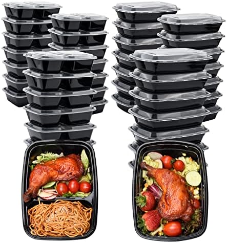Glotoch Meal Prep Container, 100Pack 1,2 compartimente containere reutilizabile pentru depozitarea alimentelor pentru prânz,