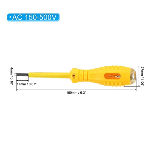 Testator de tensiune Patikil AC 150-500V Contact Detector electric cu șurubelniță cu fante Pen tester cu tub de neon, galben