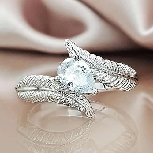 Personalitate Creative Leaf Diamond Inel de logodnă Inel de nuntă pentru femei Ring de cristal vintage