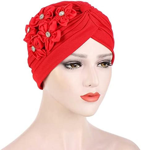 Pălării de iarnă pentru femei beanie casual cinci flori mici pălărie de cap solid capac cap de cap musulman turban capac de