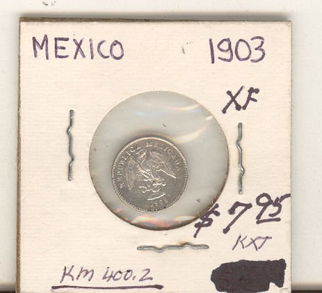 Mexic 1903 MO 5 Centavo KM-400.2 ,, Front XF, Back XF, 7,95 USD