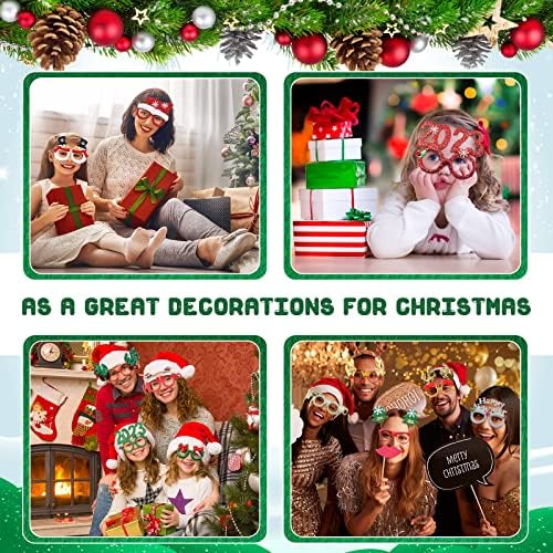 Jerifyf 50 de PC -uri de Crăciun Glitter Ochelarii Ramele în vrac de Crăciun Părtare Favorizați pahare Crăciun de Crăciun Costum