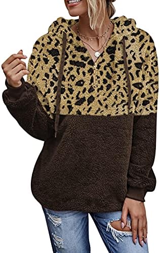 KISSCYNEST Femei 1/4 Zip Up Supradimensionat Fleece Hoodie Fuzzy Sherpa Pulover Pullover