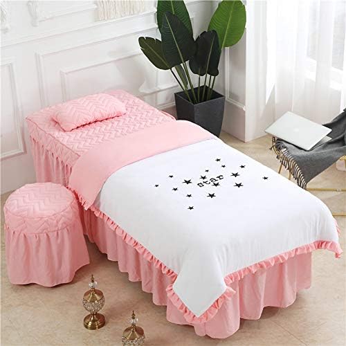Bumbac spălat Jacquard Massage Sets Sets, culoare solidă, cap pătrat pătrat, 4 piese de frumusețe, pat de acoperire a patului
