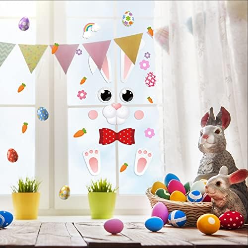 ROCWOHO 40 buc Happy Easter Door Stickers Decor Easter Bunny Egg Door Stickers Decor de Paște pentru petrecerea de Paște Decor