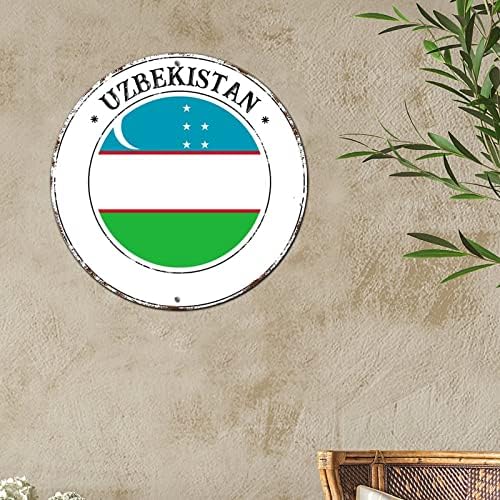 Uzbekistan din aluminiu metal rotund semne de staniu Uzbekistan Flag național Metal Coroană de coroană de raft Decor Country