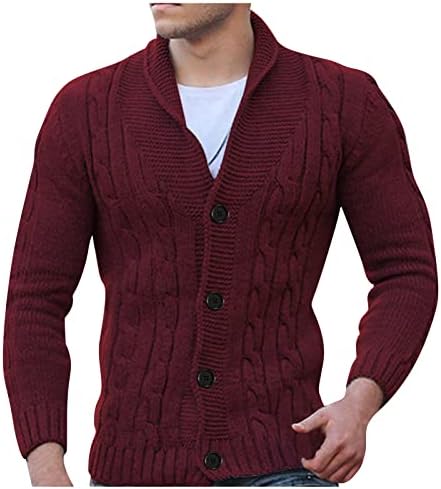 Pulovere pentru bărbați cardigan șal casual cu mânecă lungă cu mânecă solidă pulover de tricotat