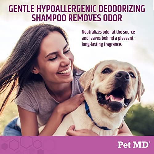 Pet MD EFA șampon dezodorizant pentru câini și pisici - șampon hipoalergenic pentru câini pentru piele sensibilă, piele uscată,