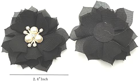 Yoogcorett 10pcs negru de șifon mic florile flori de stras flori cu margele cluster flori de flori pentru ambreiaj mese de