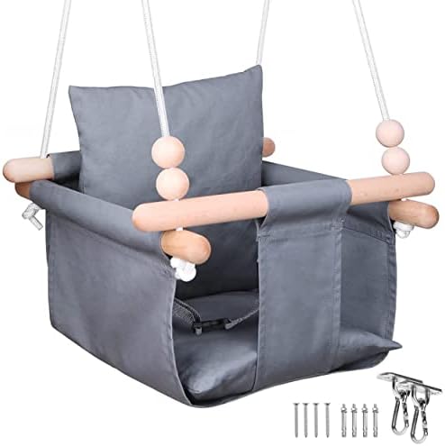 Yihata Canvas Baby Swing Outdoor, Scaunul de leagăn pentru copii pentru interior, cu pernă