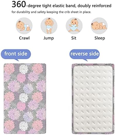 Mini cearșafuri pentru pătuț cu tematică roz și gri, Mini cearșafuri portabile pentru pătuț material Ultra moale-cearșaf pentru