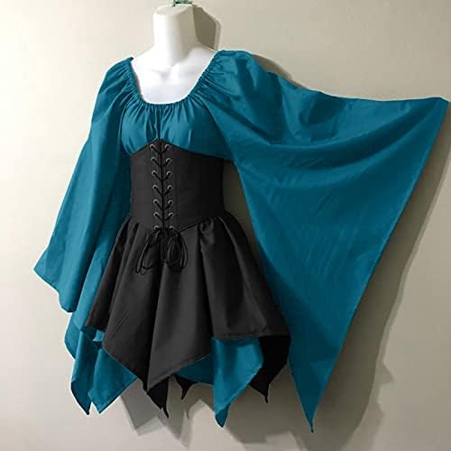 rochii renascentiste medievale pbnbp cu corsete Halloween elf Fairy Țeană cu fluture cu mânecă fluture neregulat hem ren faire