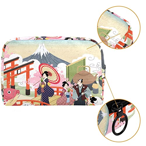 Geantă de machiaj călător cu geantă cosmetică retro Japonia peisaj peisaj peisaj pungă de toaletă cu fermoar cu fermoar și