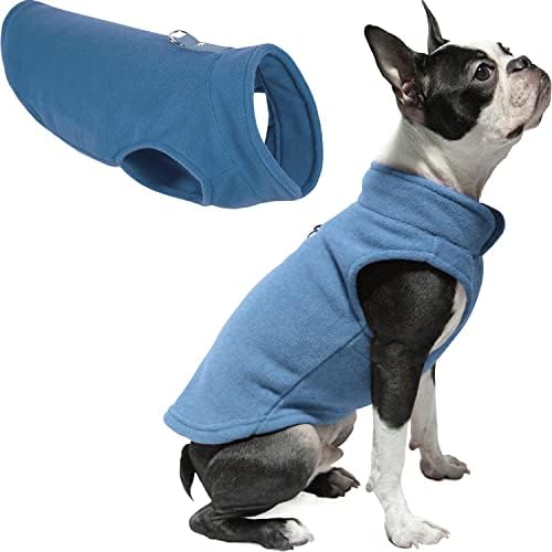 GOOBY FLEECE Vest Dog Pulover - albastru, mediu - jachetă pentru câini de floare de pulovere caldă cu lesă cu inel de iarnă