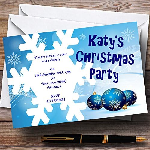 Invitații de Crăciun cu fulgi de zăpadă albastru/Anul Nou/Holiday Party