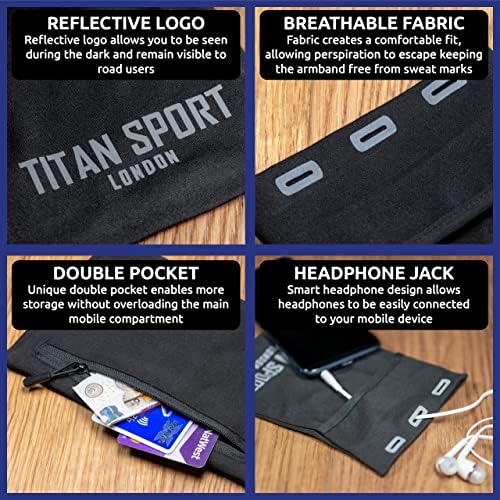 Titan Sport Telefon mobil pentru alergare - Bands de brațe universale pentru mers/antrenament/sală de gimnastică, bandă cu