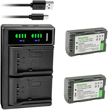 KASTAR CRG-D08S LTD2 încărcător de baterii USB compatibil cu Panasonic AG-DVC15, AG-DVC15P, AG-DVC30, AG-DVC30E, AG-DVC32,