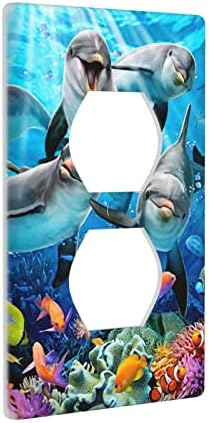 Ocean Dolphin Duplex Outlet Capace Decorate Placă de comutare pentru prize electrice Plăci de perete Plăci decorative Planturi