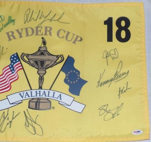 Phil Mickelson semnat automat automat 2008 Ryder Cup Flag PSA/ADN COA CURTIS KIM STRICKER - Flaguri cu pin de golf autografat