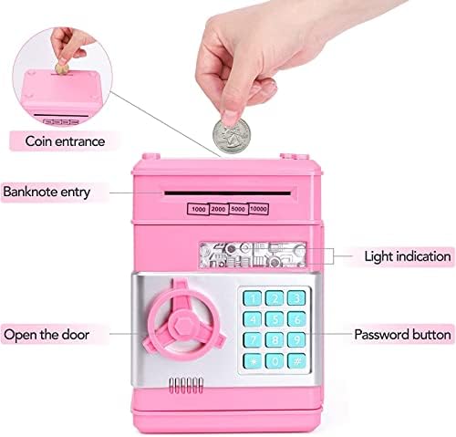 Acalu Piggy Bank for Kids Mini ATM ATM de defilare automată monedă de hârtie pentru bancă
