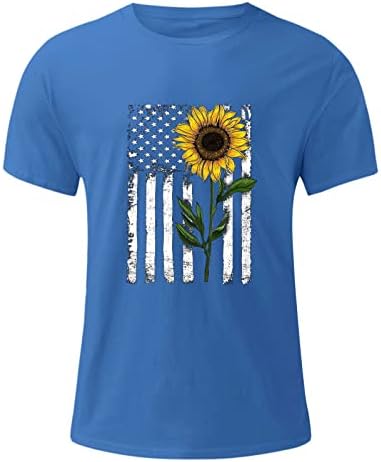 4 iulie Tops pentru bărbați Bluză de vacanță casual Casual Floarea soarelui SUA Flag Tipărire cămăși patriotice pentru independență