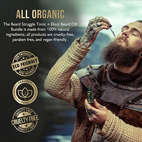 Barba lupta Tonic + Elixir Barde Bundle - Colecția de argint - Ulei de barbă de îngrijire - Înmoaie, hidratante și întărește