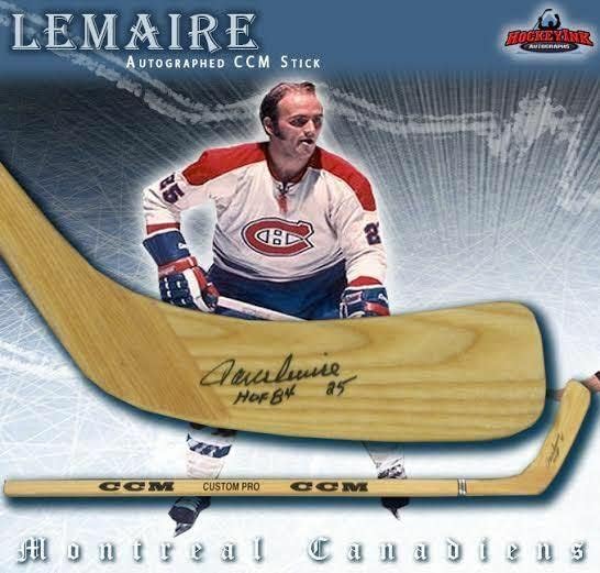 Jacques LeMaire semnat și inscripționat CCM Wood Model Stick - Montreal Canadiens - Sticks autografat NHL