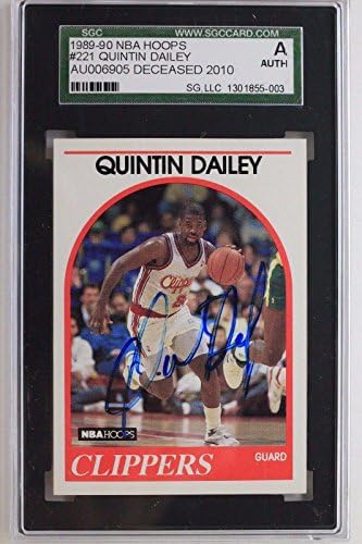 Quintin Dailey La Clippers Autographated 1989-90 NBA Hoops 221 Card SGC - Basketball Slabbed Cards Autographed
