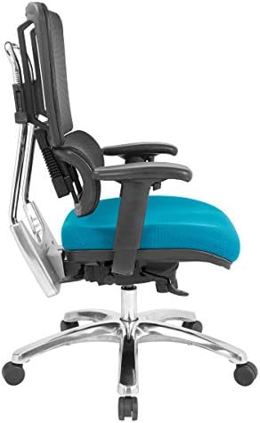 Office Star Pro X996 scaun de birou Manager complet reglabil cu suport lombar, spate din plasă neagră, bază din aluminiu lustruit