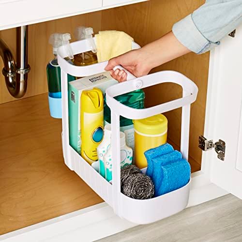 YouCopia SinkSuite sub Caddy de curățare a chiuvetei, organizator de consumabile de curățare reglabile pe 2 niveluri pentru