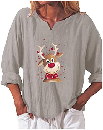 Femei Maneca Lunga Bluza Tricouri Crăciun Drăguț Elk Grafica T Shirt Casual Vrac Crăciun Pulover Topuri