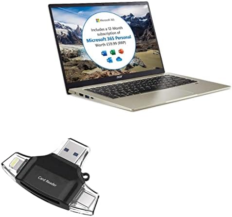 BoxWave Smart Gadget compatibil cu Acer Swift 1-Cititor de carduri SD ALLREADER, cititor de carduri microSD SD Compact USB