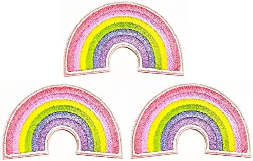 Kleenplus 3 buc. Desene animate copii Patch Pastel curcubeu brodate insigna fier pe coase pe emblema pentru jachete blugi pantaloni