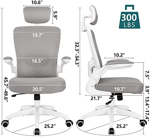 Scaun de birou Ergonomic FelixKing, scaun de birou pentru tetieră scaun de birou cu suport lombar reglabil, scaun de sarcină