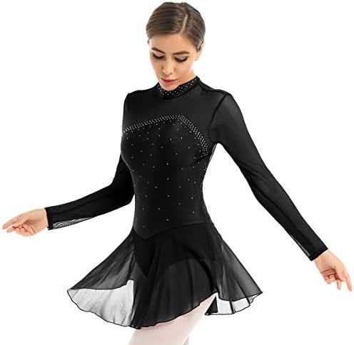 Yizyif pentru femei pentru femei cu mânecă lungă spandex gimnastică leotard dans de balet rochii de patinaj